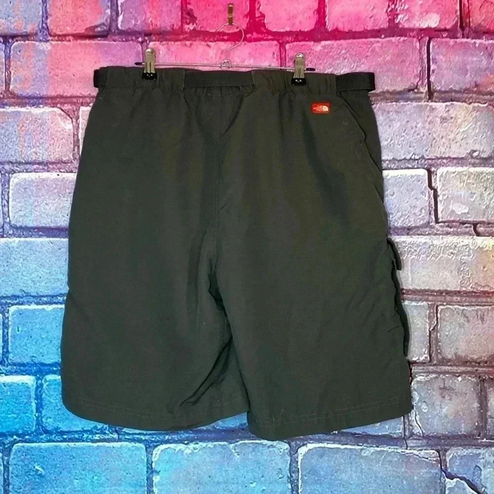 North Face Shorts Mens Large Gray Cargo Hiking Nylon Pockets Belted Outdoor Clip